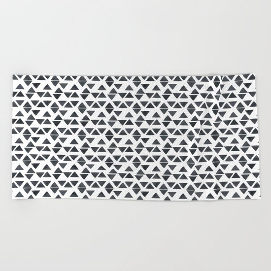 Black Watercolor Triangle Pattern Beach Towel