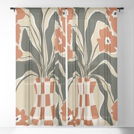 Terracotta Spring   Sheer Curtain