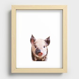 Baby Pig, Farm Animals, Art for Kids, Baby Animals Art Print By Synplus Recessed Framed Print