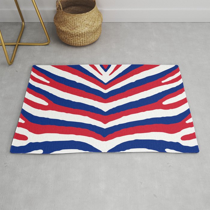 Uk British Union Jack Red White And Blue Zebra Stripes Rug By Podartist Uk British Union Jack Red White And Blue Zebra Stripes Rug By Podartist