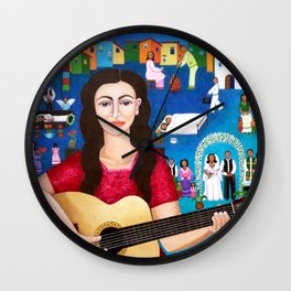Violeta Parra playing guitar Wall Clock