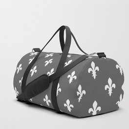 Fleur-de-Lis (White & Grey Pattern) Duffle Bag
