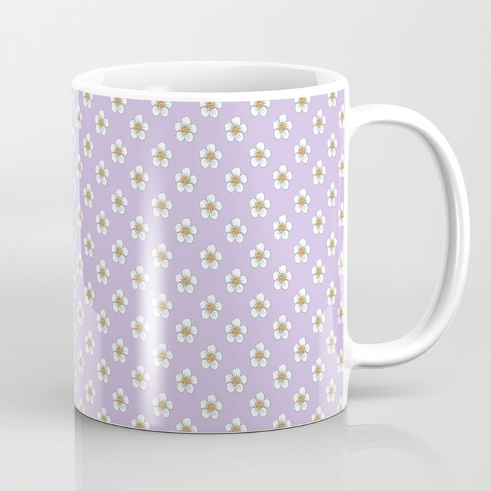 White Flowers on a Lavender Background Coffee Mug