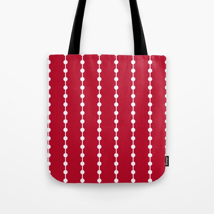 Geometric Droplets Pattern Linked - White on Red Tote Bag