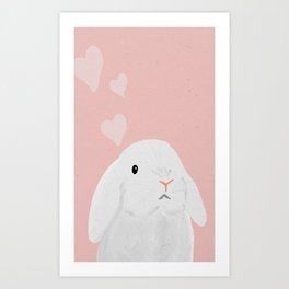 White Bunny Art Print