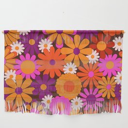 Retro 60s 70s Flowers Pattern #pattern #vintage Wall Hanging