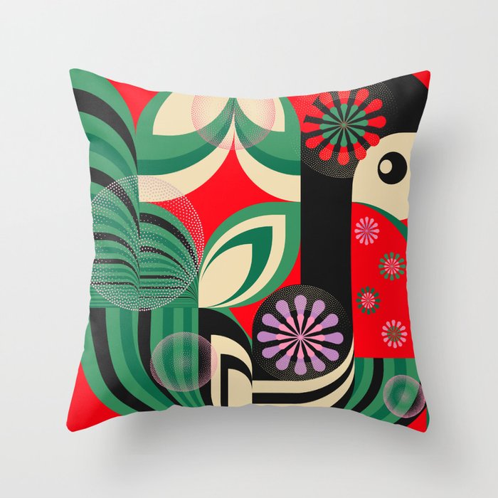 Geisha Sakura Girl Throw Pillow