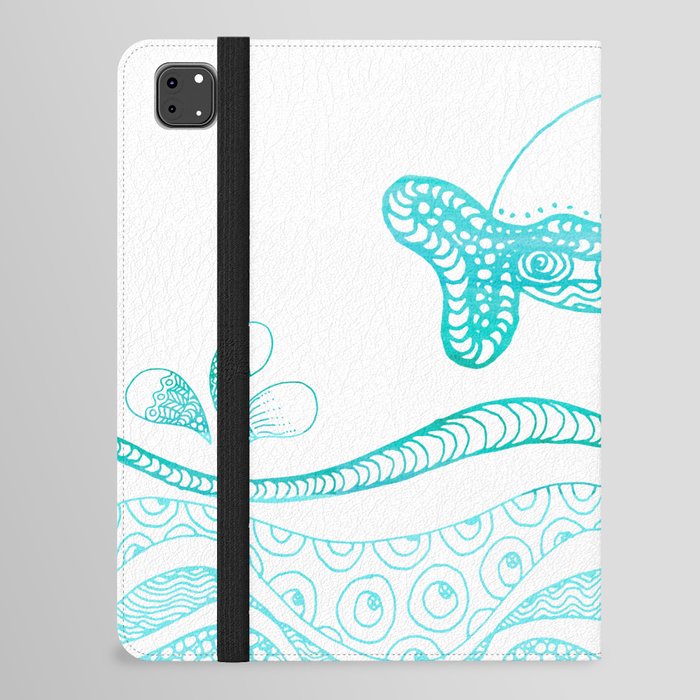 Doodle fish jumping out of the water Maritime iPad Folio Case