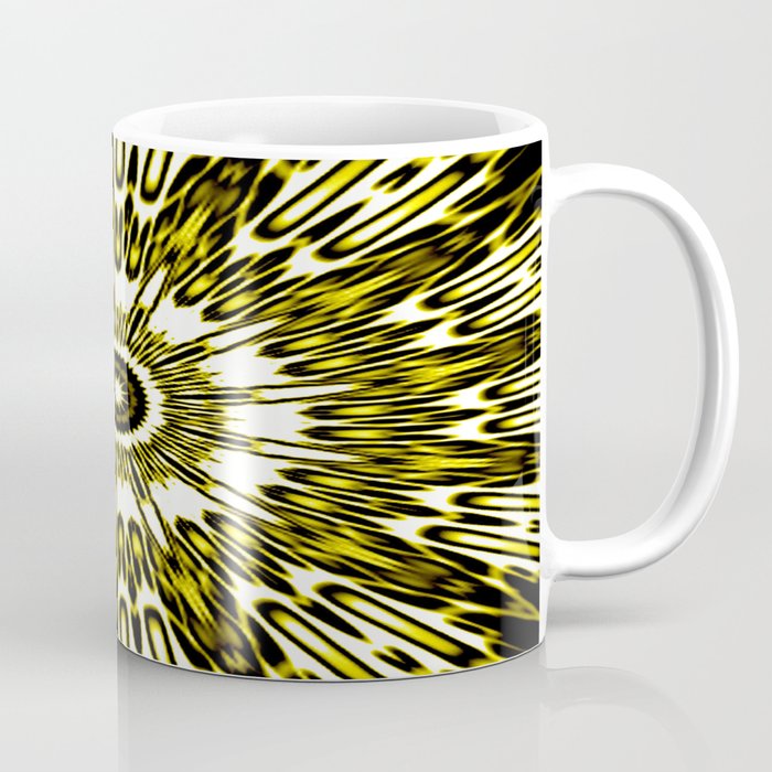 Yellow White Black Sun Explosion Coffee Mug