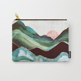 Velvet Mountains Carry-All Pouch | Digital, Crimson, Organic, Wanderlust, Aqua, Watercolor, Nature, Mint, Curated, Velvet 