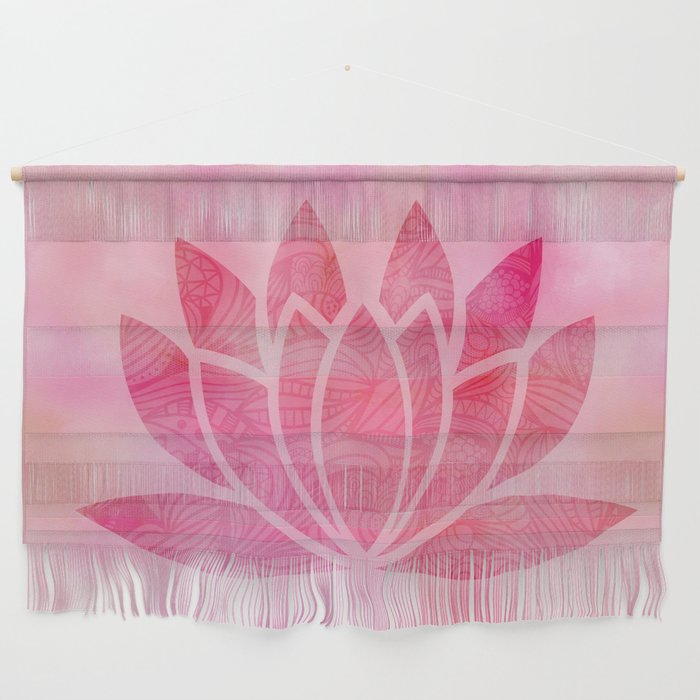 Zen Watercolor Lotus Flower Yoga Symbol Wall Hanging