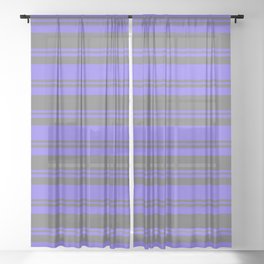 [ Thumbnail: Medium Slate Blue and Dim Gray Colored Pattern of Stripes Sheer Curtain ]