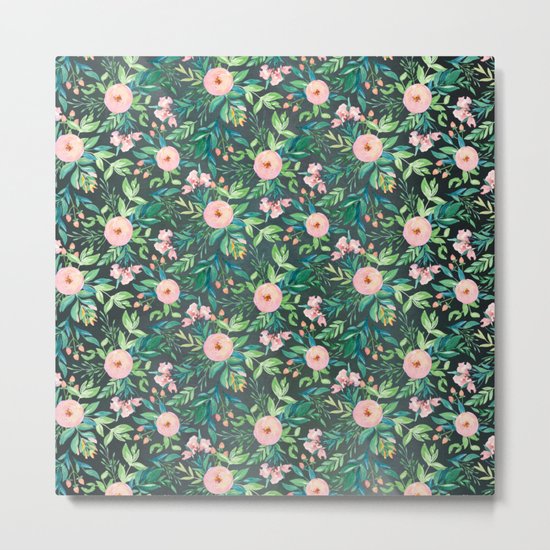 The Night Meadow Pattern Metal Print