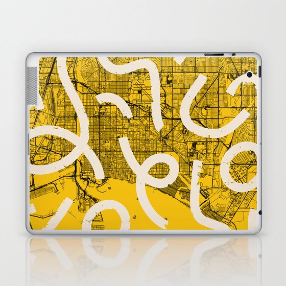 USA Long Beach Map - Yellow Collage Laptop & iPad Skin
