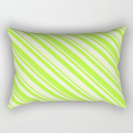 [ Thumbnail: Beige & Light Green Colored Lines Pattern Rectangular Pillow ]