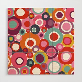 Mid Century Modern Circles // Bubblegum Pink, Fuchsia, Orange, Red, Yellow, Turquoise, Navy, White Wood Wall Art