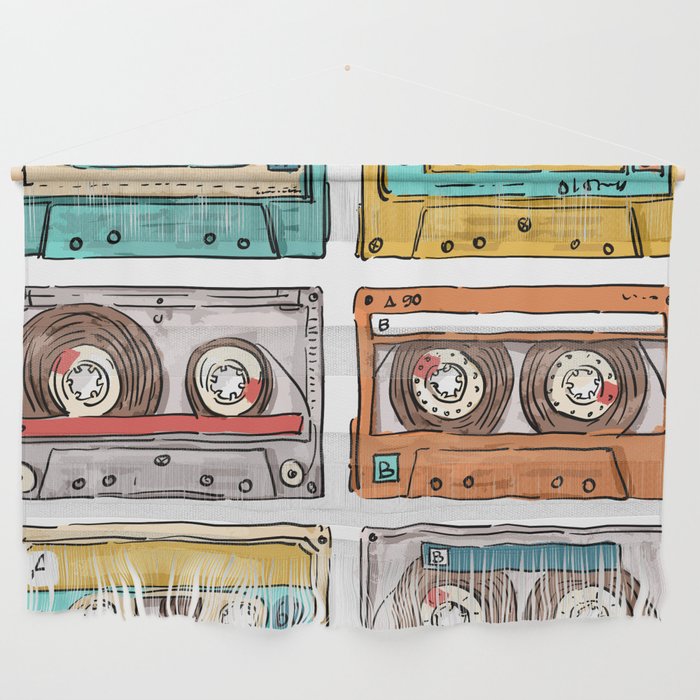 Vintage retro music tape cassette 1980s style disco Wall Hanging