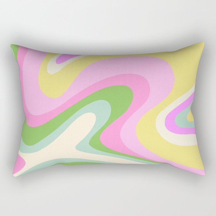 Neon Pastel Abstract Bubble Gum Swirl - Pink Rectangular Pillow