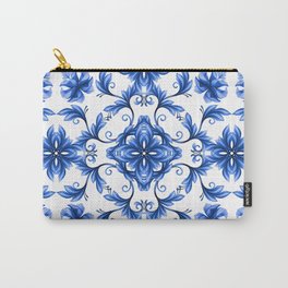 Abstract white blue floral seamless pattern  Carry-All Pouch