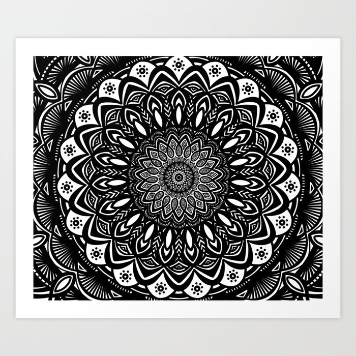 Bold Mandala Black And White Simple Minimal Minimalistic Art Print By Aej Design Society6,Simple Townshend Act Drawing