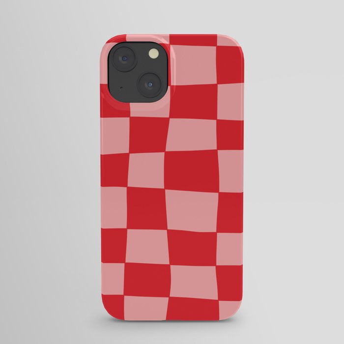 Hand Drawn Checkerboard Pattern (red/pink) iPhone Case