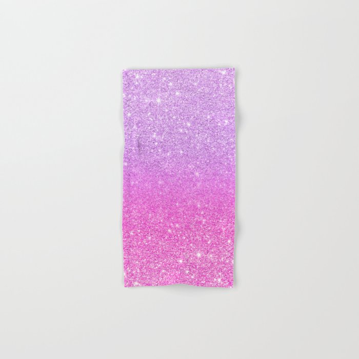 Modern girly purple pink glitter ombre Hand & Bath Towel
