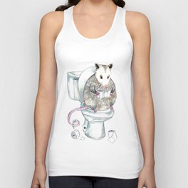 Opossum toilet Painting Wall Poster Watercolor  Unisex Tank Top