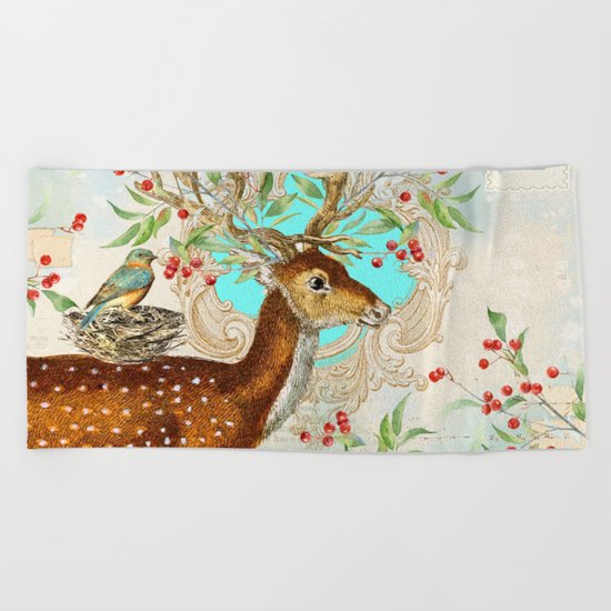 Winter animal #12 Beach Towel