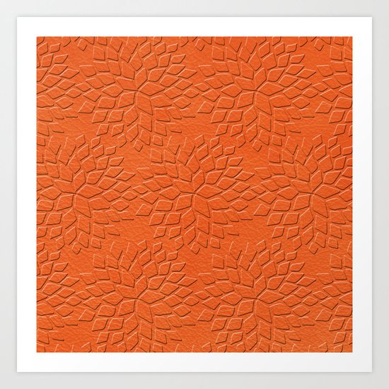 Leather Look Petal Pattern - Flame Color Art Print