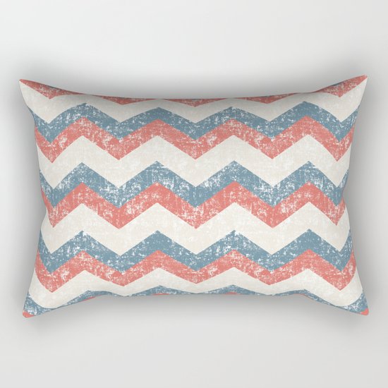 Maritime Navy Chevron ZigZag in Red White Blue Rectangular Pillow