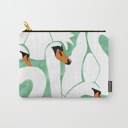 Swans, Colorful Wildlife Birds Painting, Jungle Pond Forest Animals Wild Illustration Carry-All Pouch