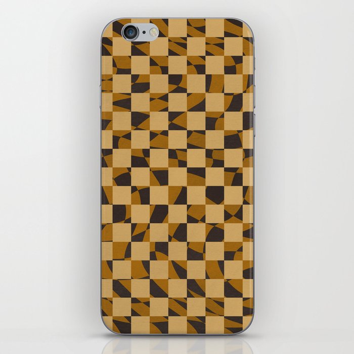 Abstract checked in golden ochre iPhone Skin
