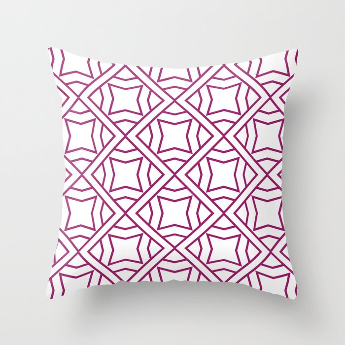 Magenta and White Stripe Cube Tile Pattern - Colour of the Year 2022 Orchid Flower 150-38-31 Throw Pillow