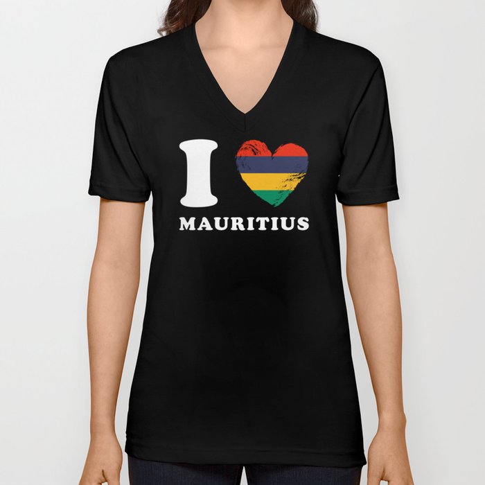 I Love Mauritius V Neck T Shirt