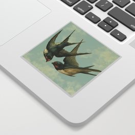 Vintage Swallow Pair Sticker