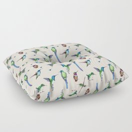 Cream Hummingbird Pattern Floor Pillow