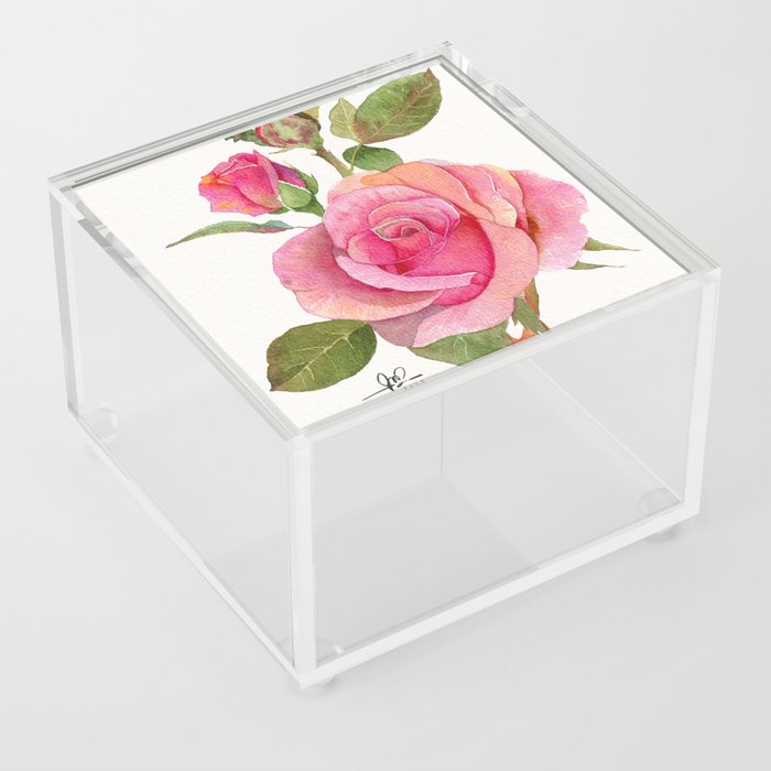 Rose in Watercolor #1 Acrylic Box