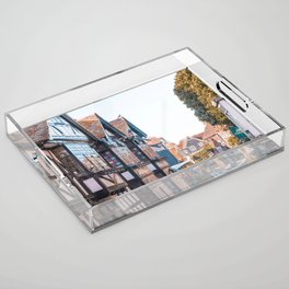 Great Britain Photography - River Going Between Medieval Buildings Acrylic Tray
