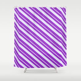 [ Thumbnail: Lavender and Dark Orchid Colored Striped/Lined Pattern Shower Curtain ]