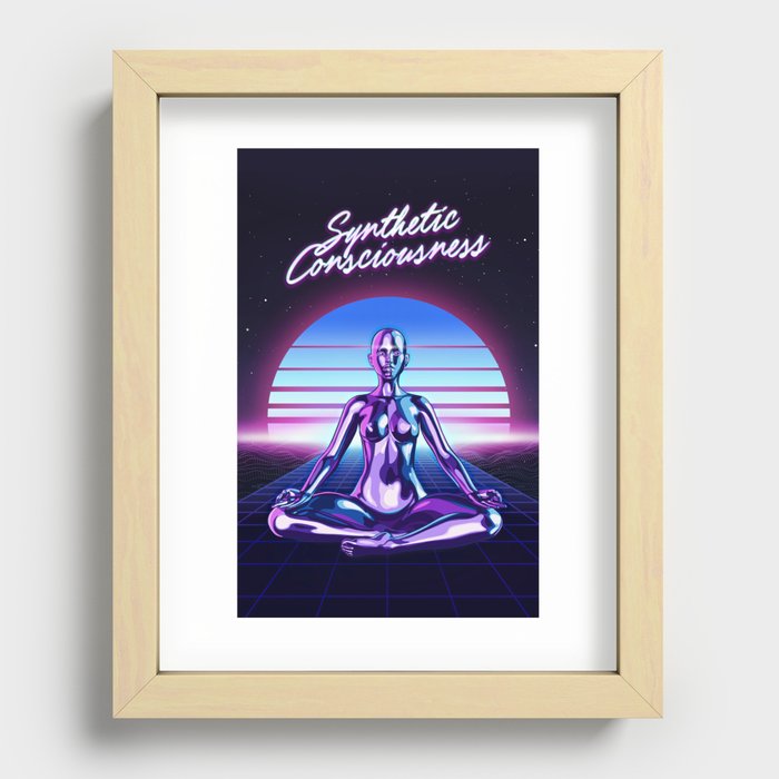 Synthetic Consciousness ~ Synthwave Recessed Framed Print