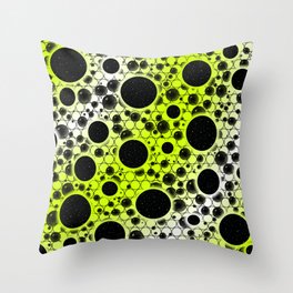 Space Bubble Spots - Lime Yellow/White Throw Pillow