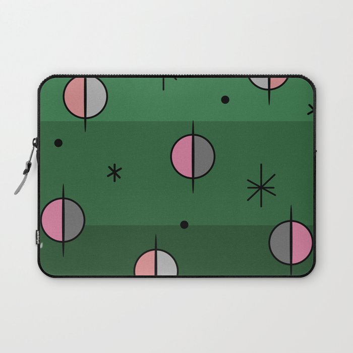 Retro Space Age Planets Stars Forest Green Laptop Sleeve