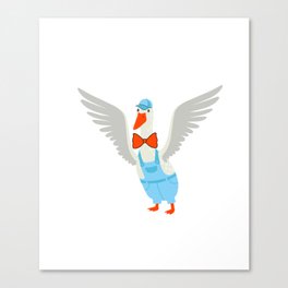 Cute White Goose Flapping Its Wings Canvas Print