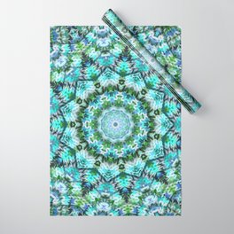 Knit Snowflake Kaleidoscope - Frozen Mint Wrapping Paper | Holiday, Color, Fabric, Photo, Christmas, Digital Manipulation, Knitting, Ornament, Modern, Ribbing 