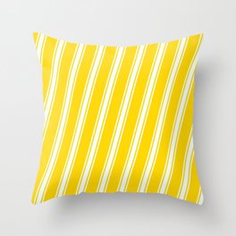 [ Thumbnail: Yellow and Mint Cream Colored Stripes/Lines Pattern Throw Pillow ]