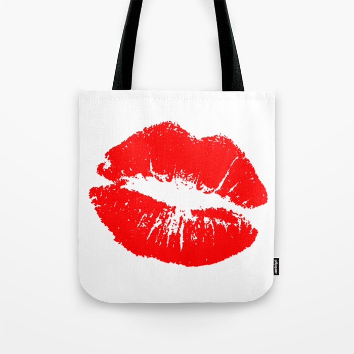 Red Sexy Lips Kiss Print Clipart Illustration Tote Bag