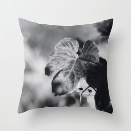 Autumn Grape Leaf in Black and White Throw Pillow