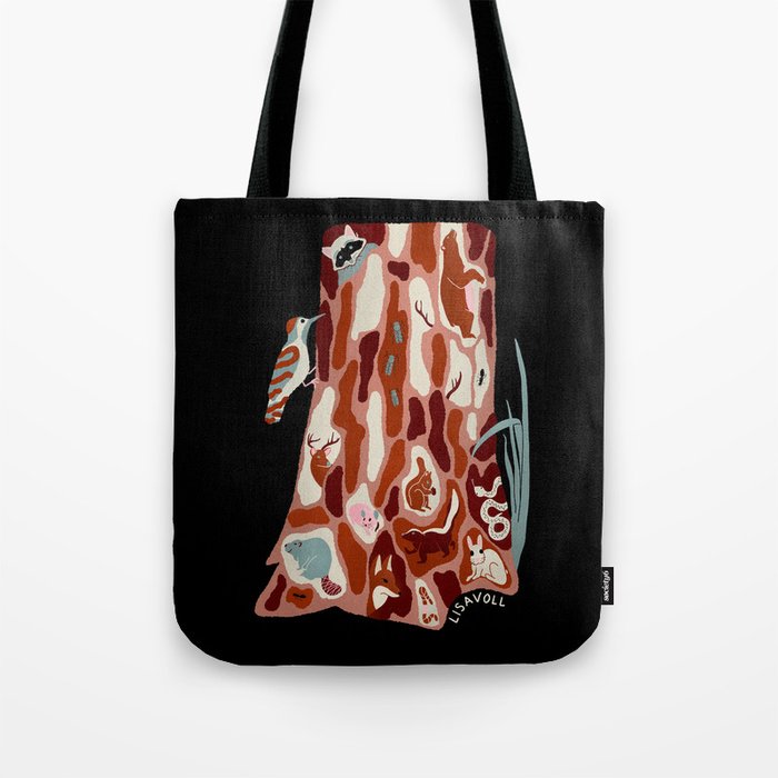 A dog's nose - tree bark woodland animals in black  Tote Bag
