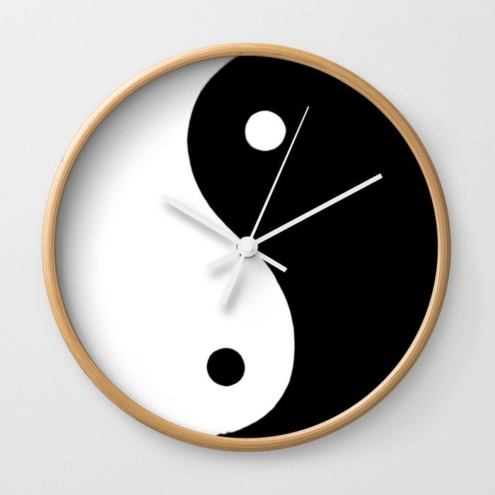 Yin and Yang BW Wall Clock