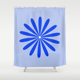 Big Daisy Retro Minimalism in Royal Blue, White, and Light Blue Shower Curtain
